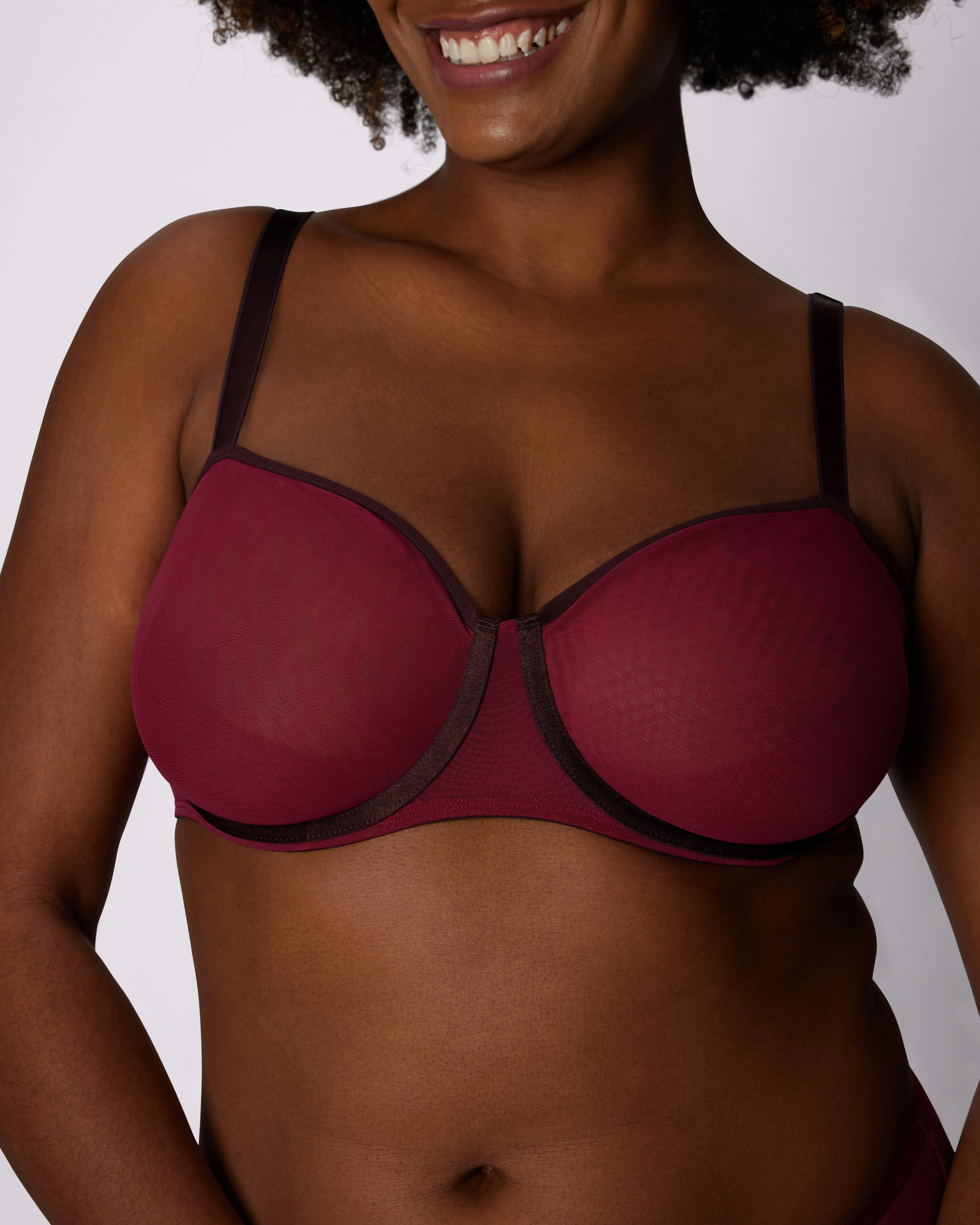 Sheer Comfort Balconette Bra | Silky Mesh | Archive (Cherry Pepper)