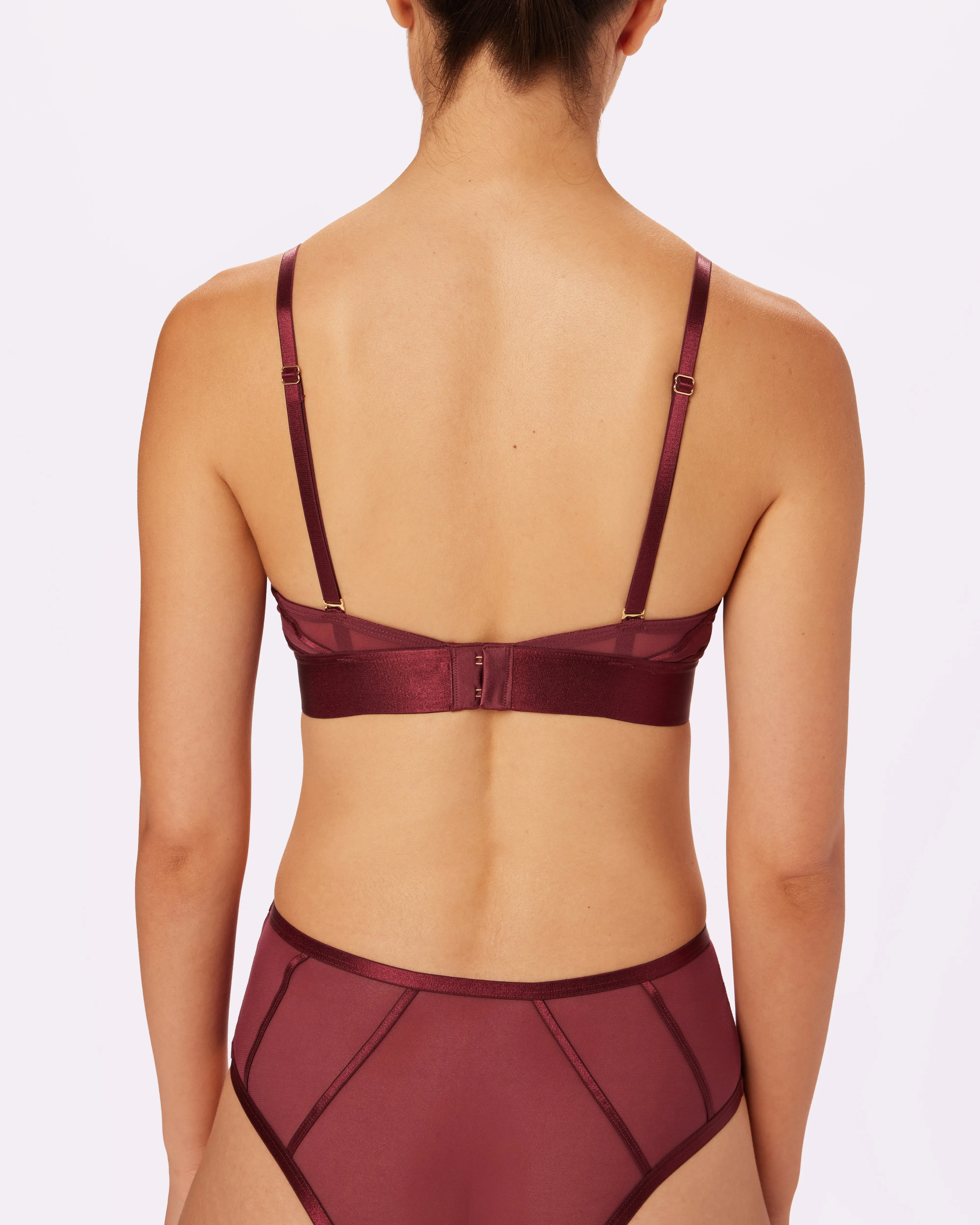 Sheer Sculpt Pop Cutout Triangle Bralette | Silky Mesh | Archive (Blackberry)