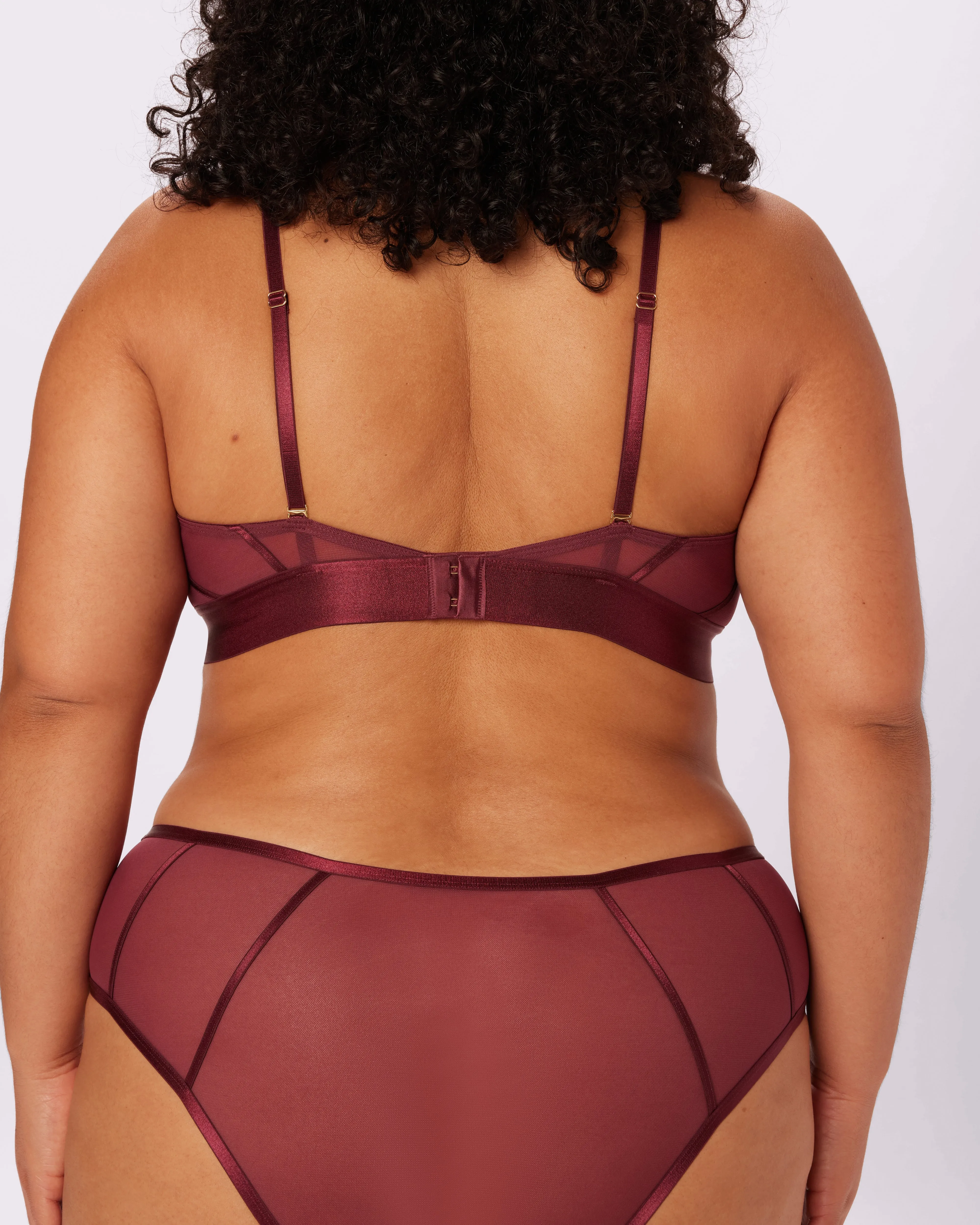 Sheer Sculpt Pop Cutout Triangle Bralette | Silky Mesh | Archive (Blackberry)