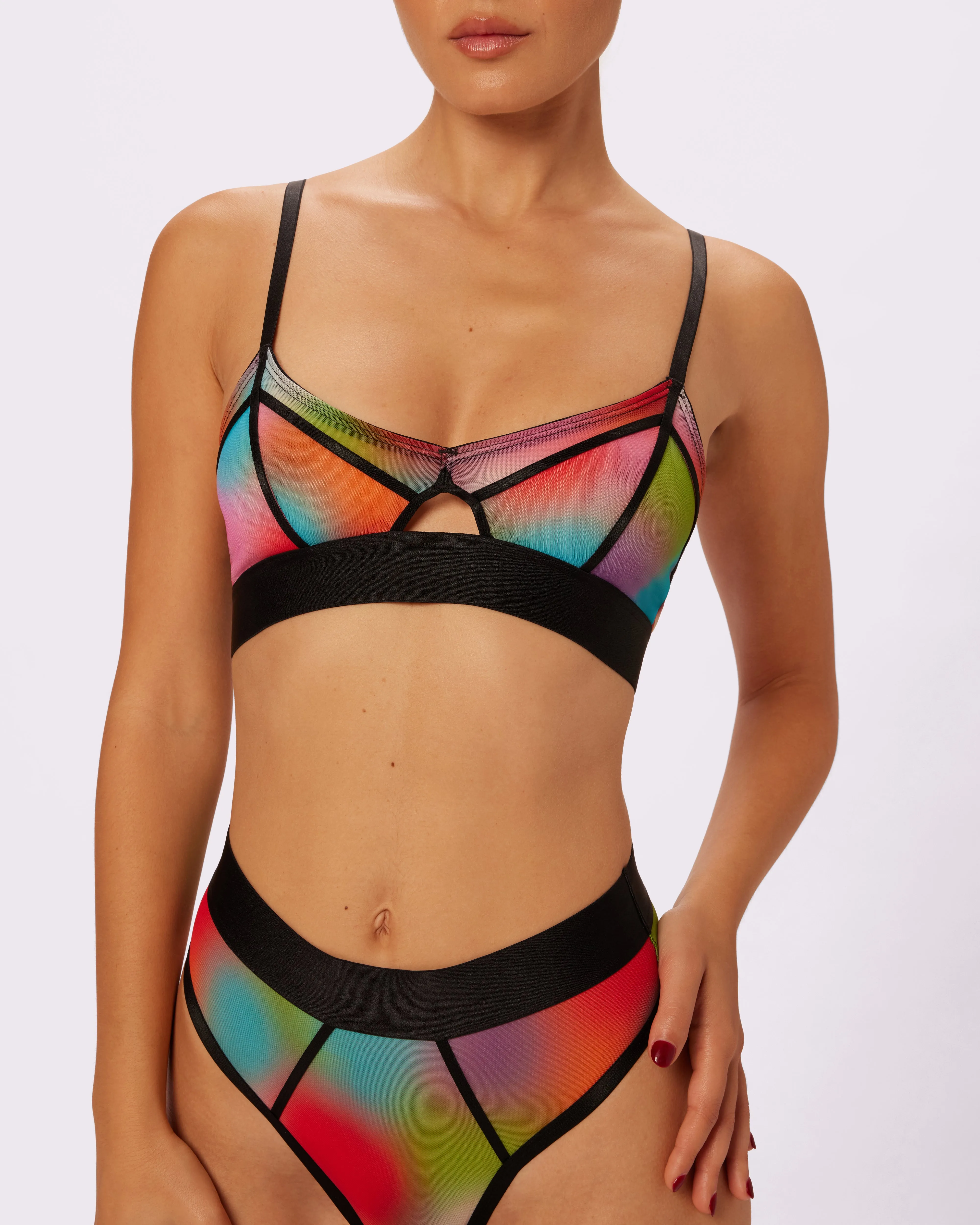 Sheer Sculpt Pop Cutout Triangle Bralette | Silky Mesh | Archive  (Supernova)