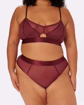 Sheer Sculpt Pop High Cut Thong | Silky Mesh | Archive (Blackberry)