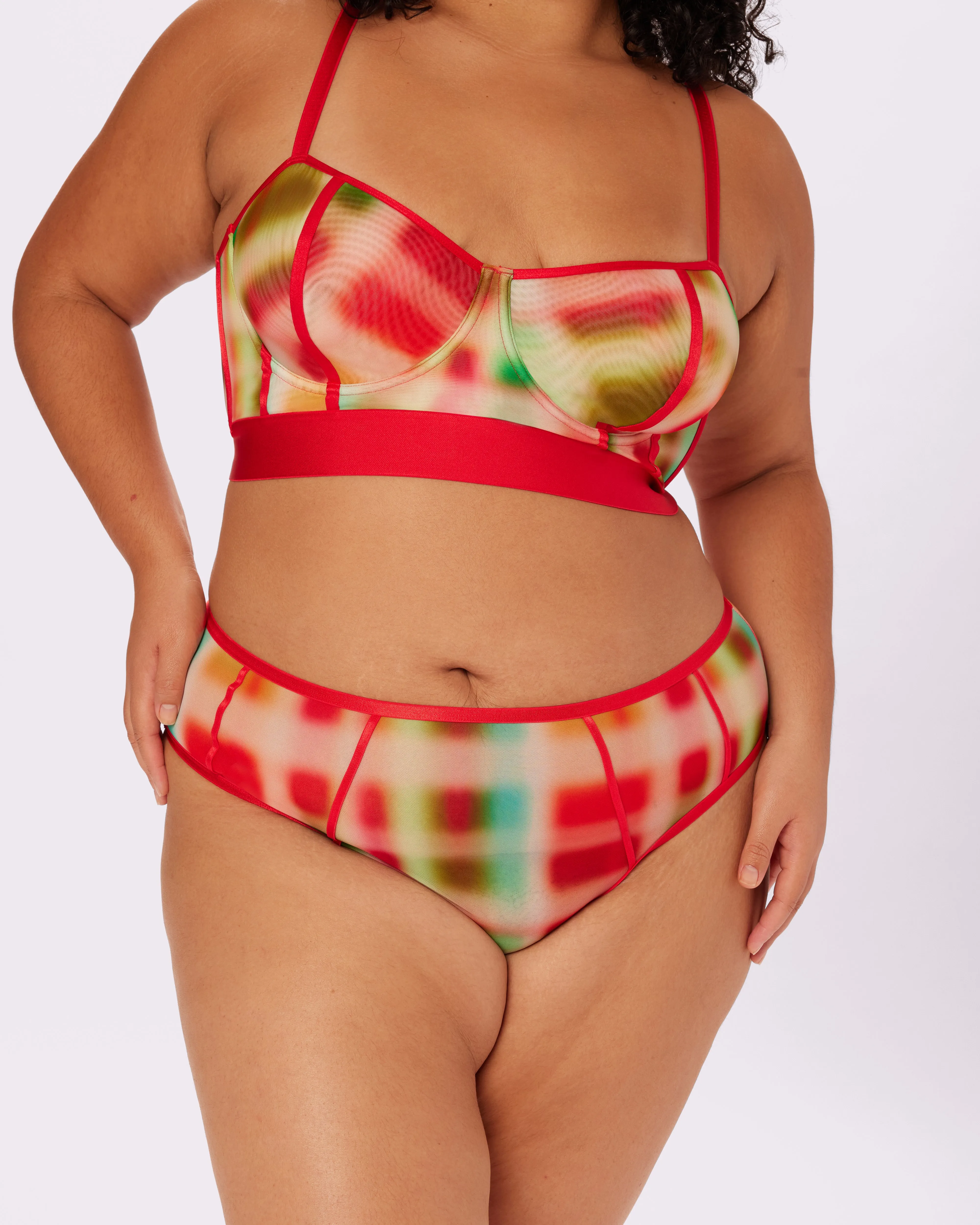 Sheer Sculpt Pop High Rise Cheeky | Silky Mesh (Tartan Haze)