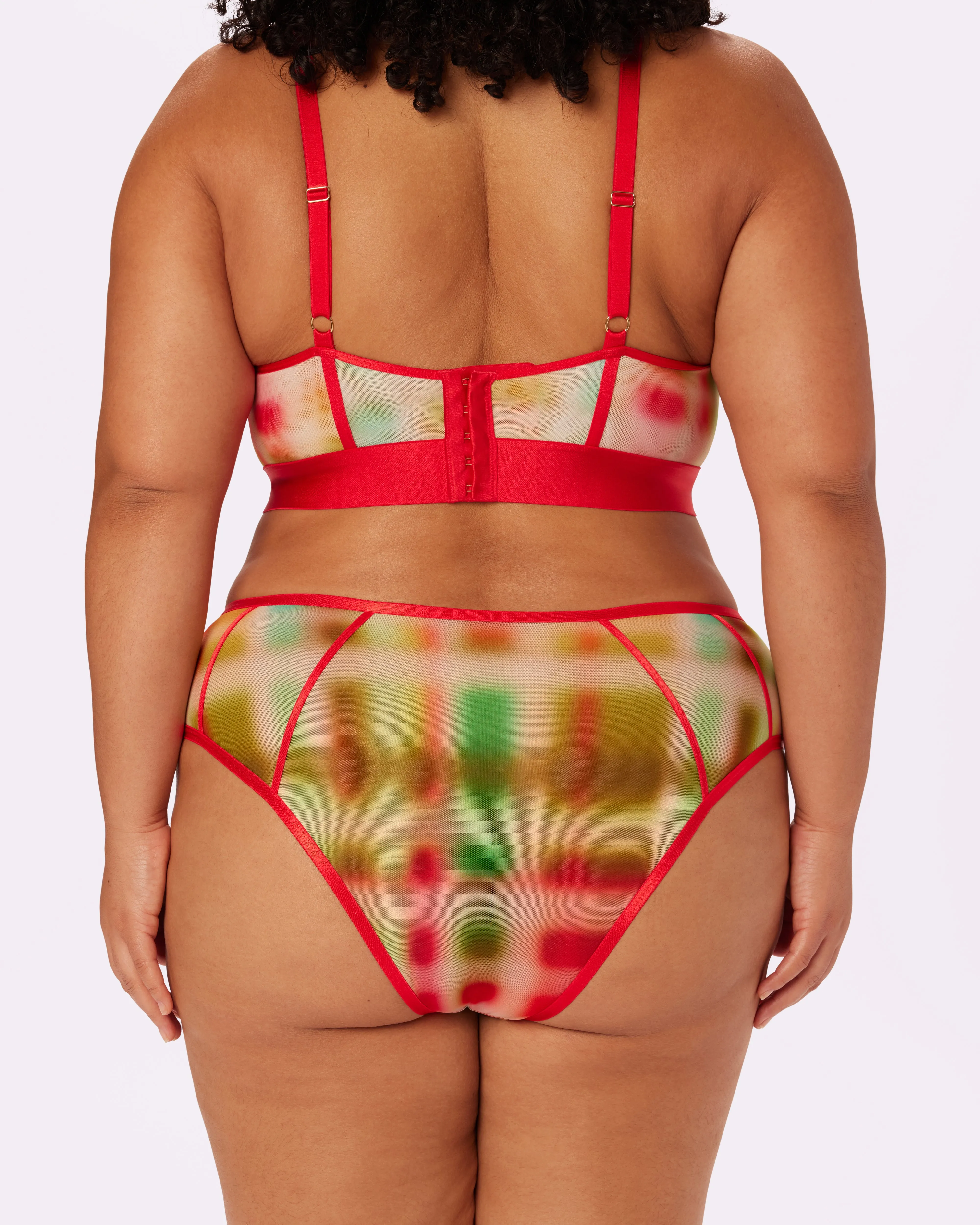 Sheer Sculpt Pop High Rise Cheeky | Silky Mesh (Tartan Haze)