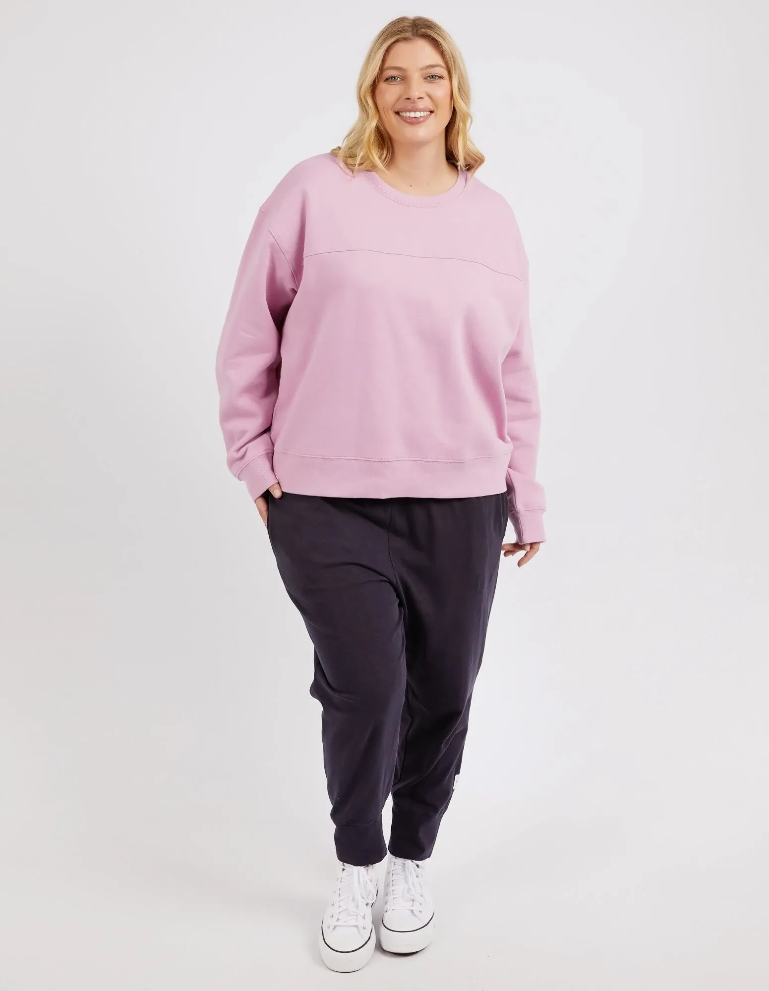 Shelly Fleece Crew Peony Pink