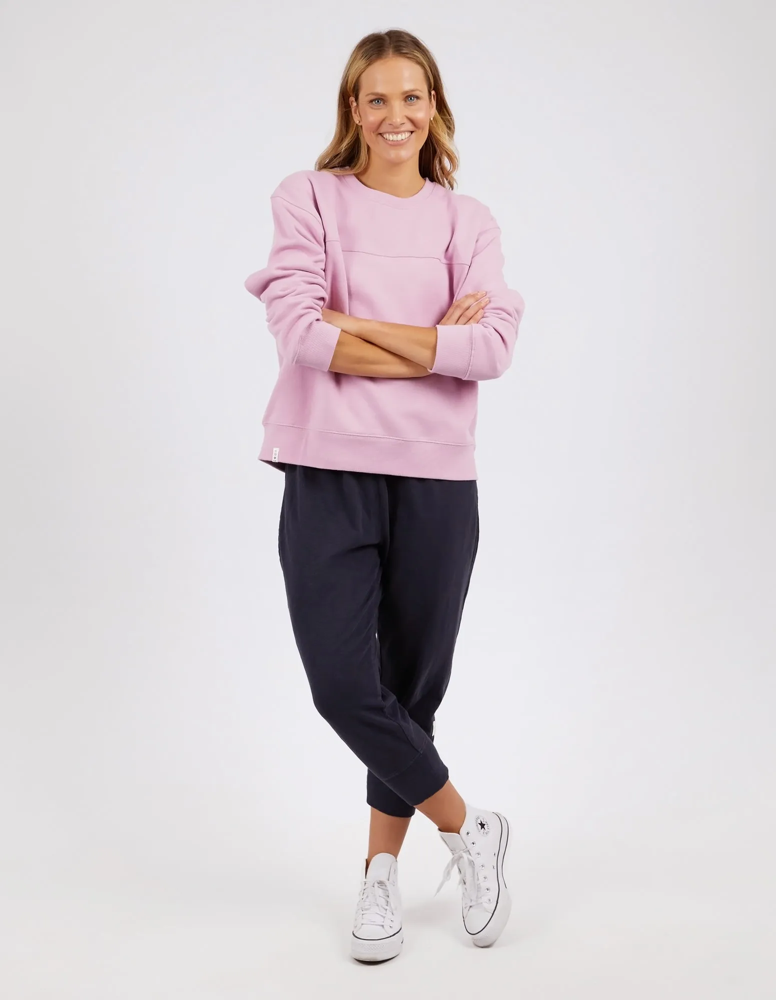 Shelly Fleece Crew Peony Pink