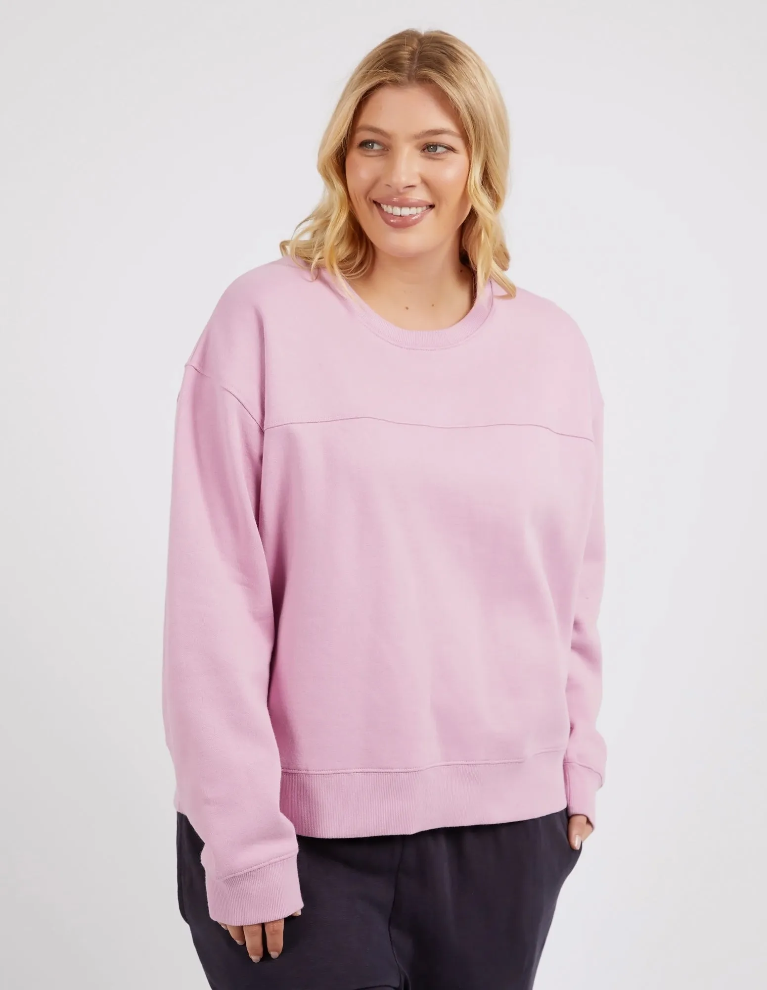 Shelly Fleece Crew Peony Pink