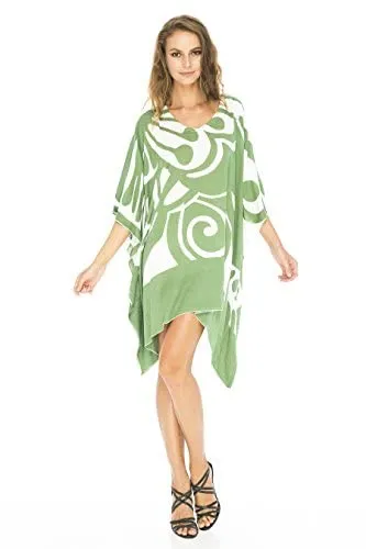 Short Loose Butterfly Print Cover Up Caftan