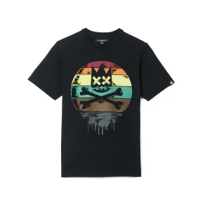 SHORT SLEEVE CREW NECK TEE "MELTING SUN" IN PIRATE BLACK