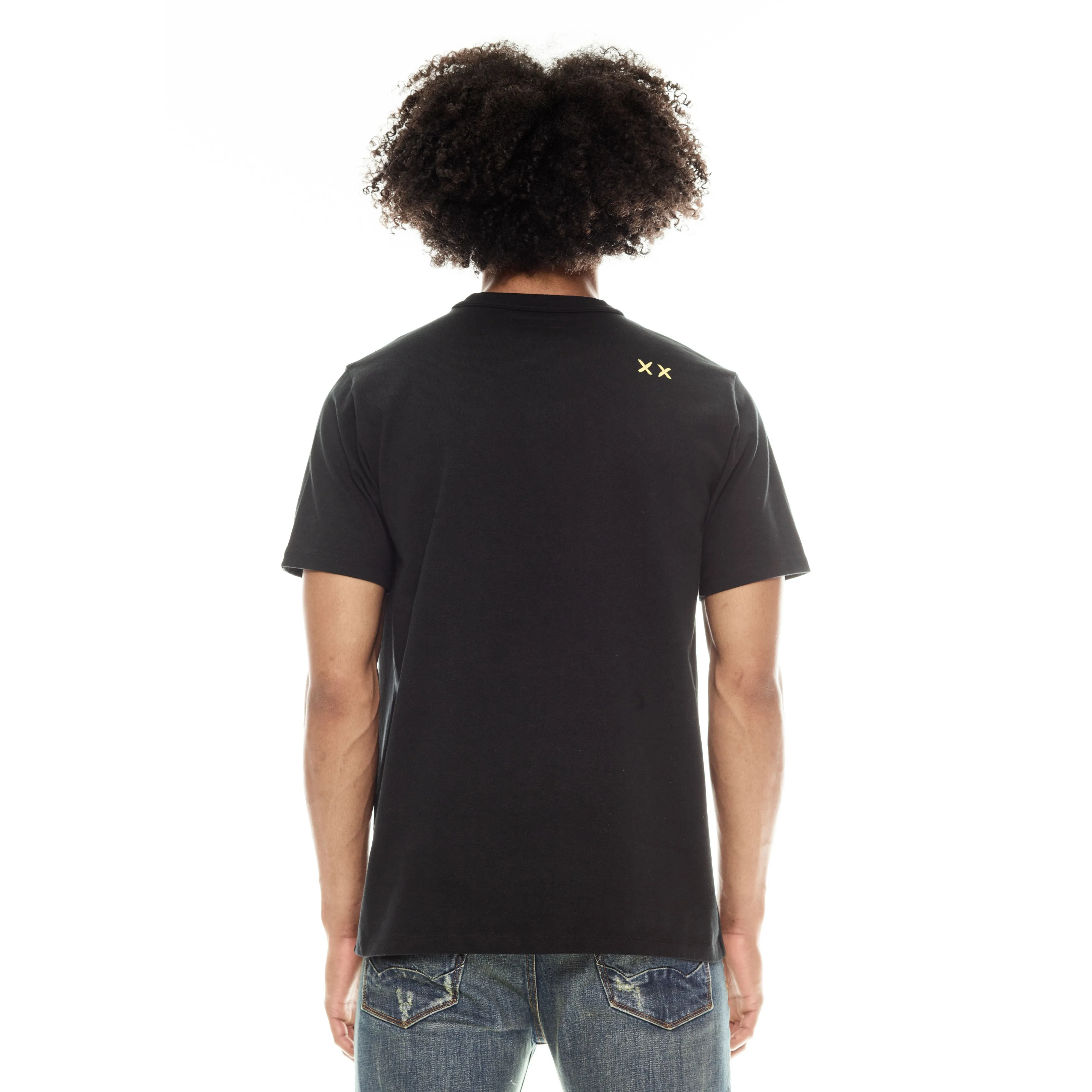 SHORT SLEEVE CREW NECK TEE "MELTING SUN" IN PIRATE BLACK