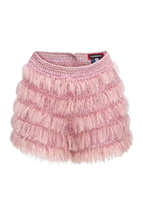 Silk-blend Ruffled Knit Shorts