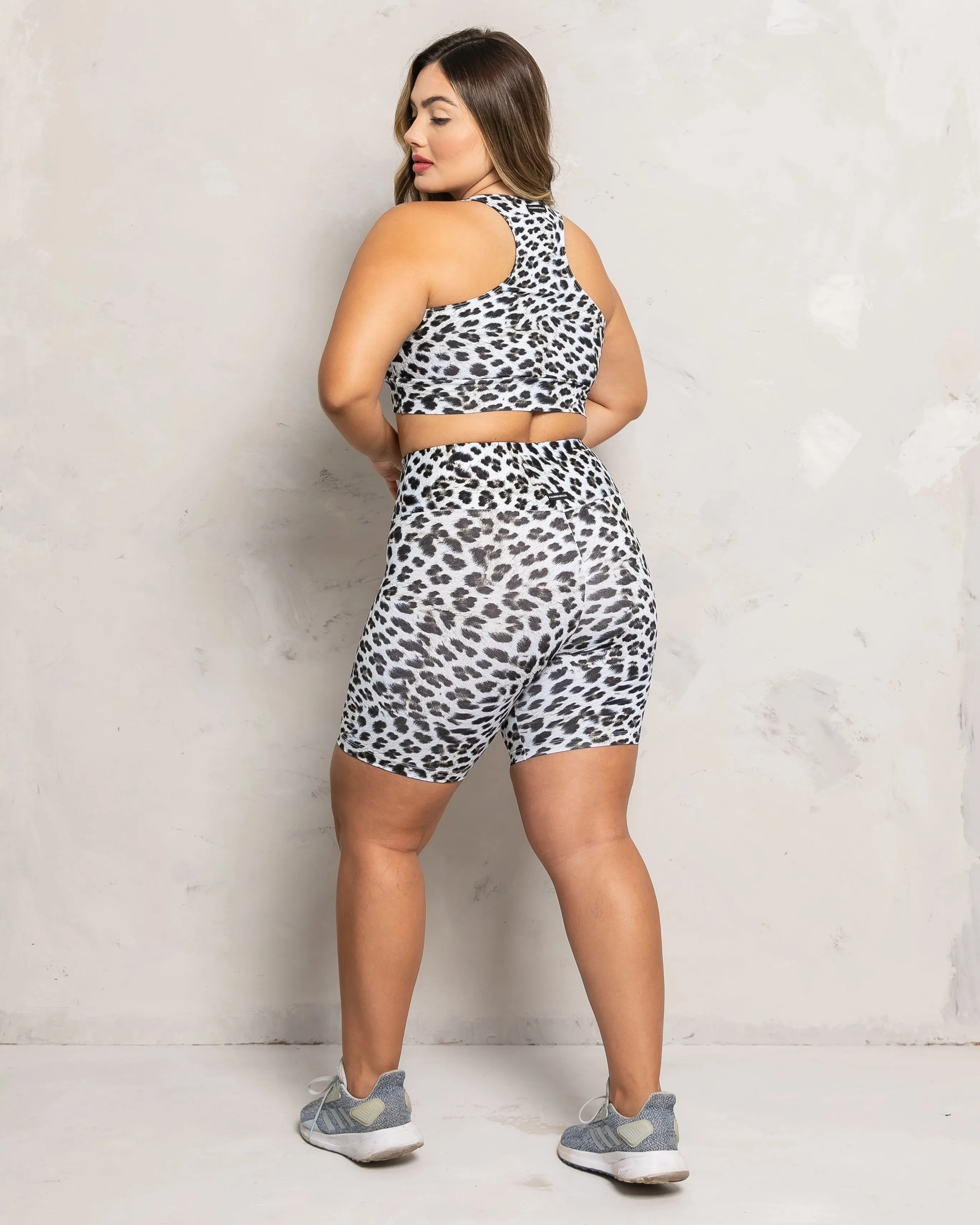 Snow Leopard High Rise Bike Shorts