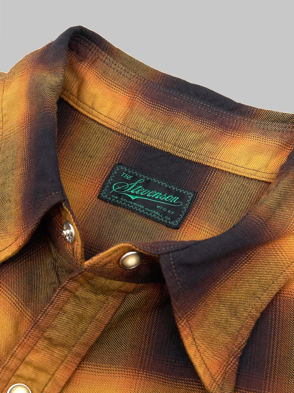 Stevenson Overall Co. Cody Plaid Twill Shirt Camel x Black