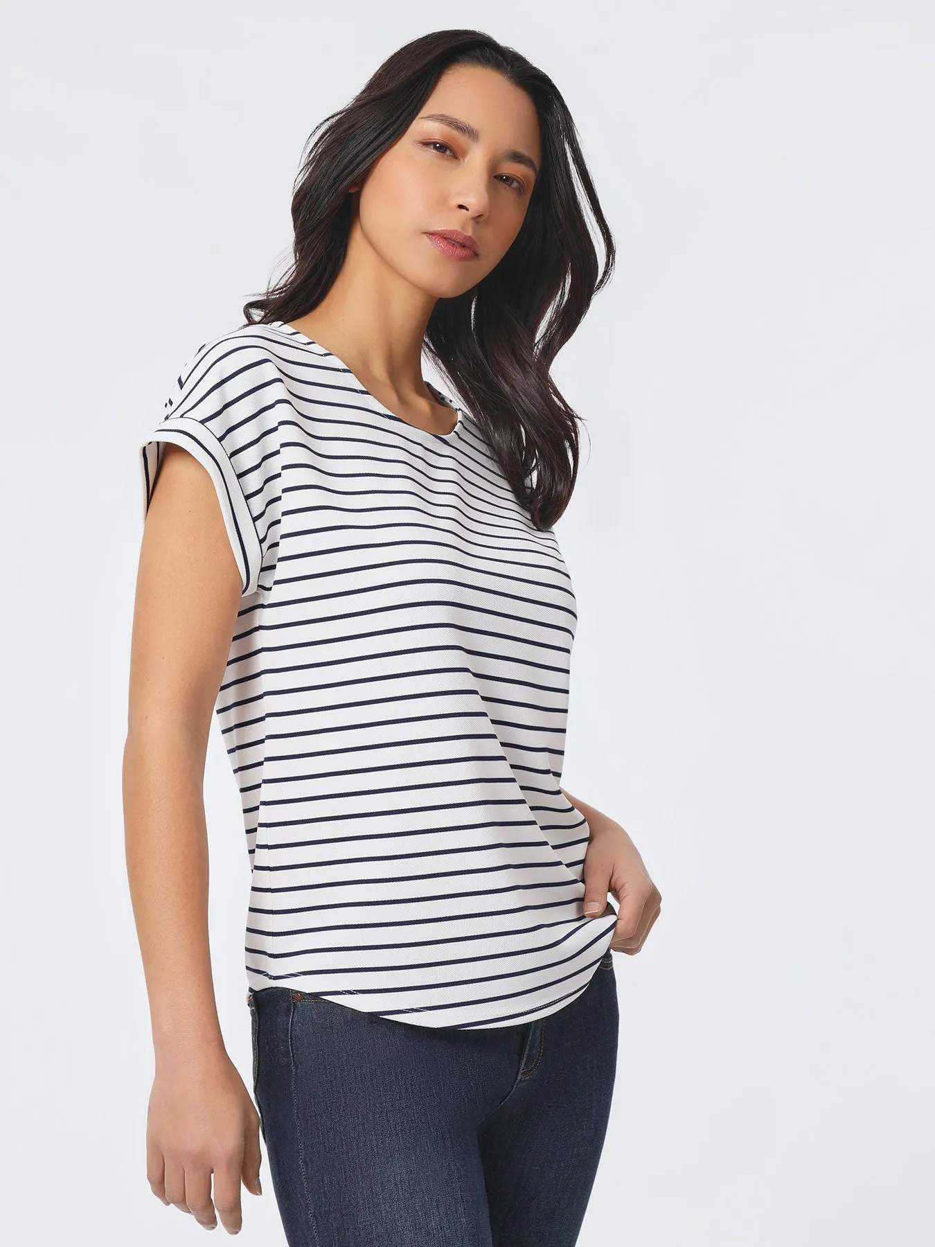 Striped Pique Pullover Tee