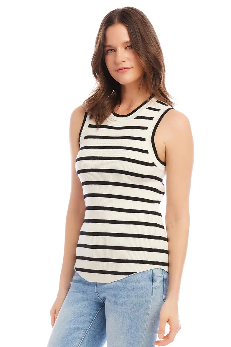 Striped Ribbed Sleeveless Sweater