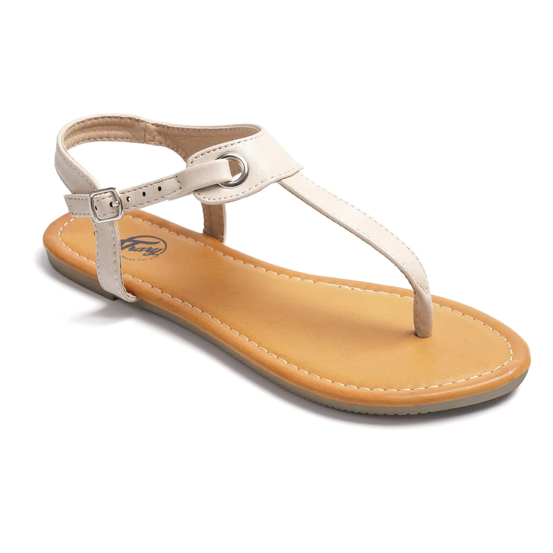 T-Strap Open Toe Flat Sandals