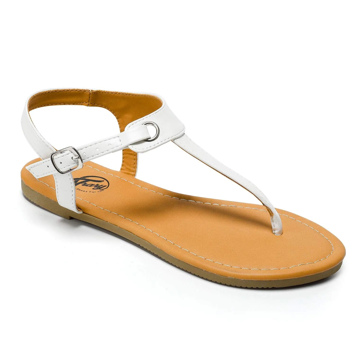 T-Strap Open Toe Flat Sandals