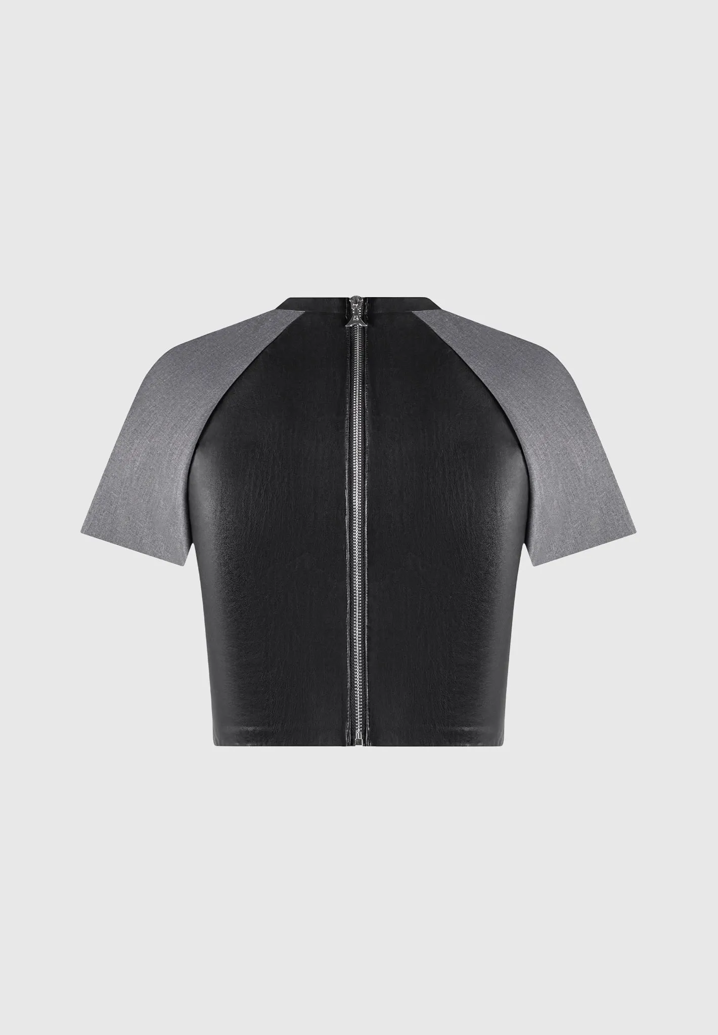 Tailored Mock Neck Top - Grey/Black