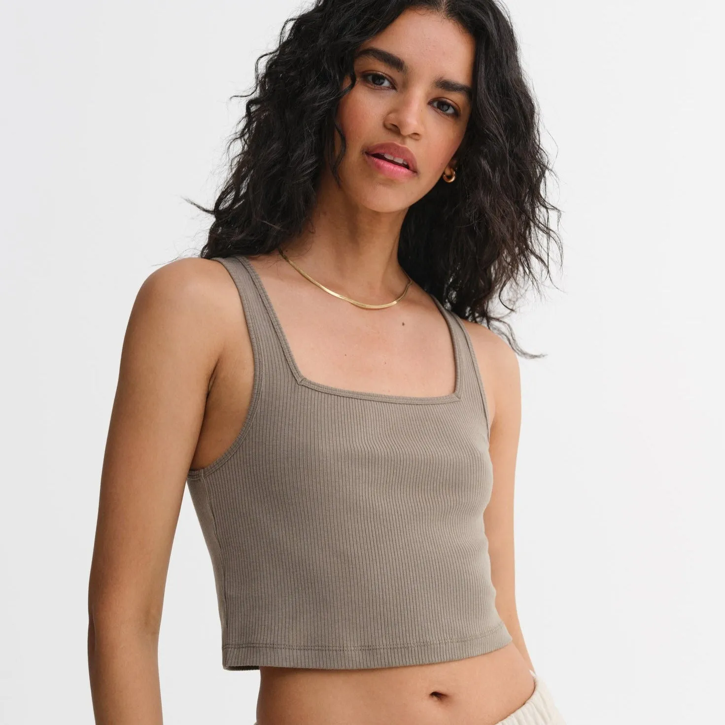 Tencel Rib Crop Square Tank