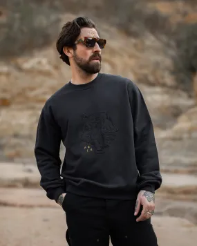 Tiger Embroidered Sweatshirt - Washed Black