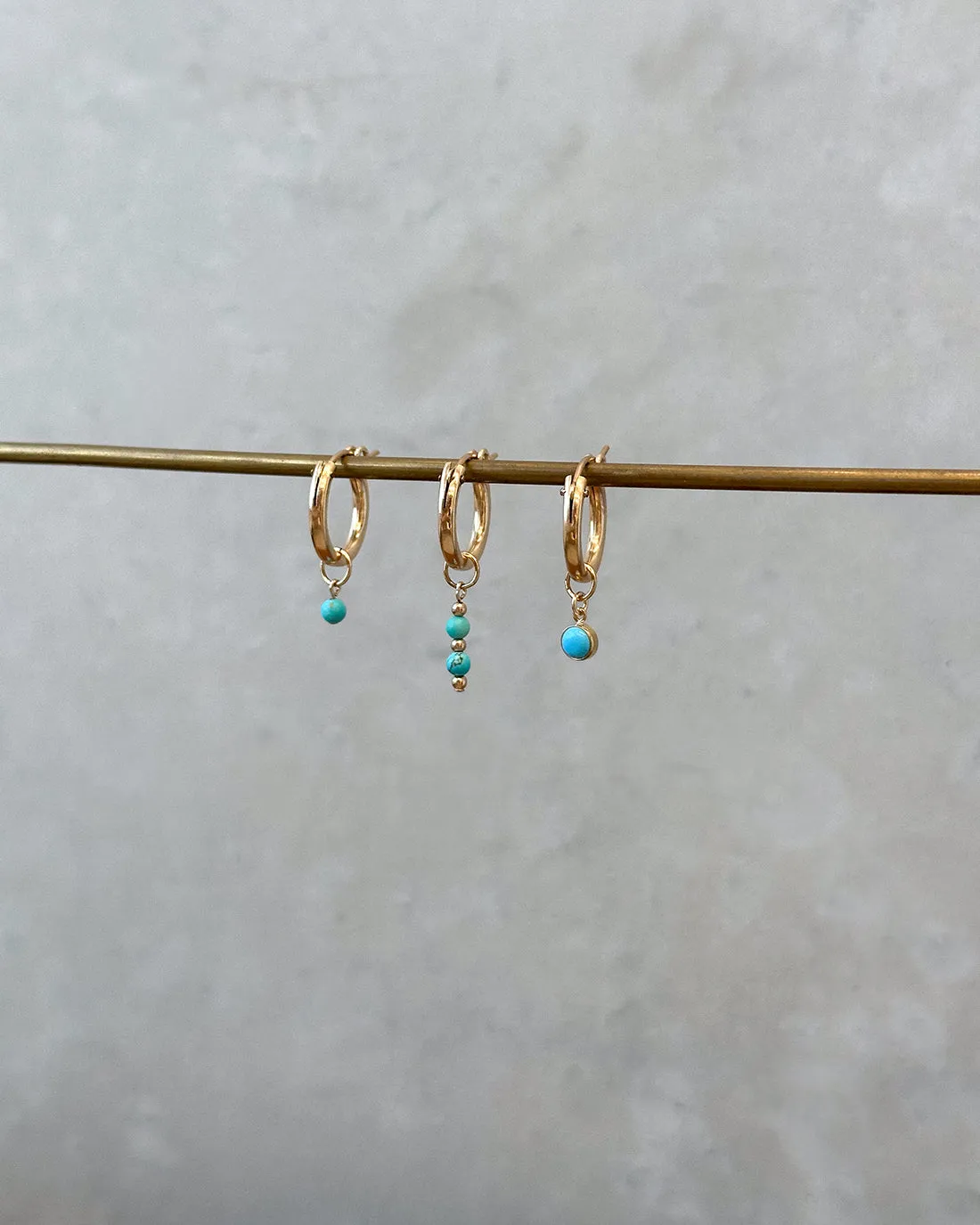 Turquoise Bar Thick Hoop Earrings