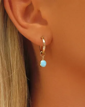 Turquoise Thick Hoop Earrings  - 14k Yellow Gold Fill