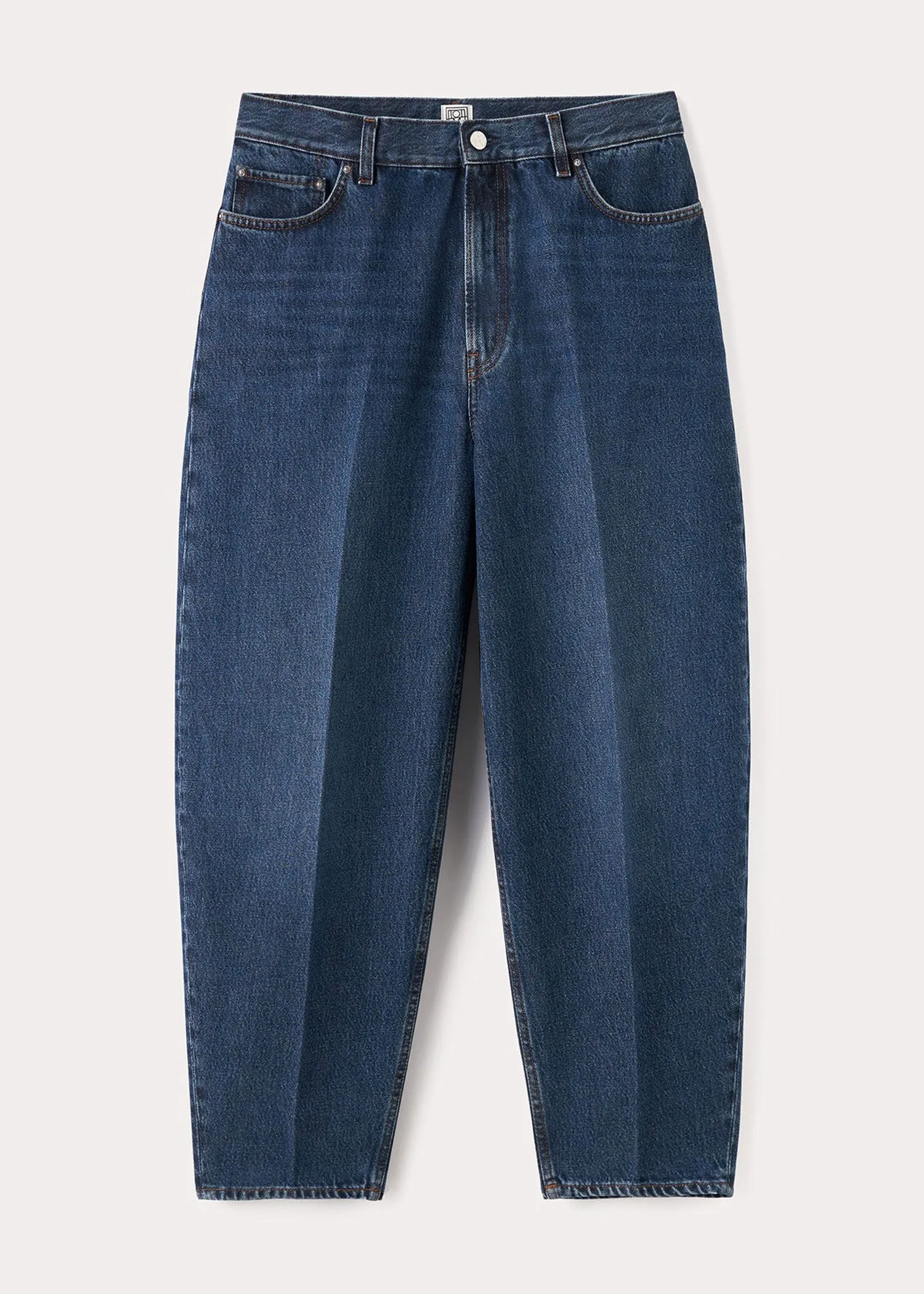 Wide tapered leg denim dark blue