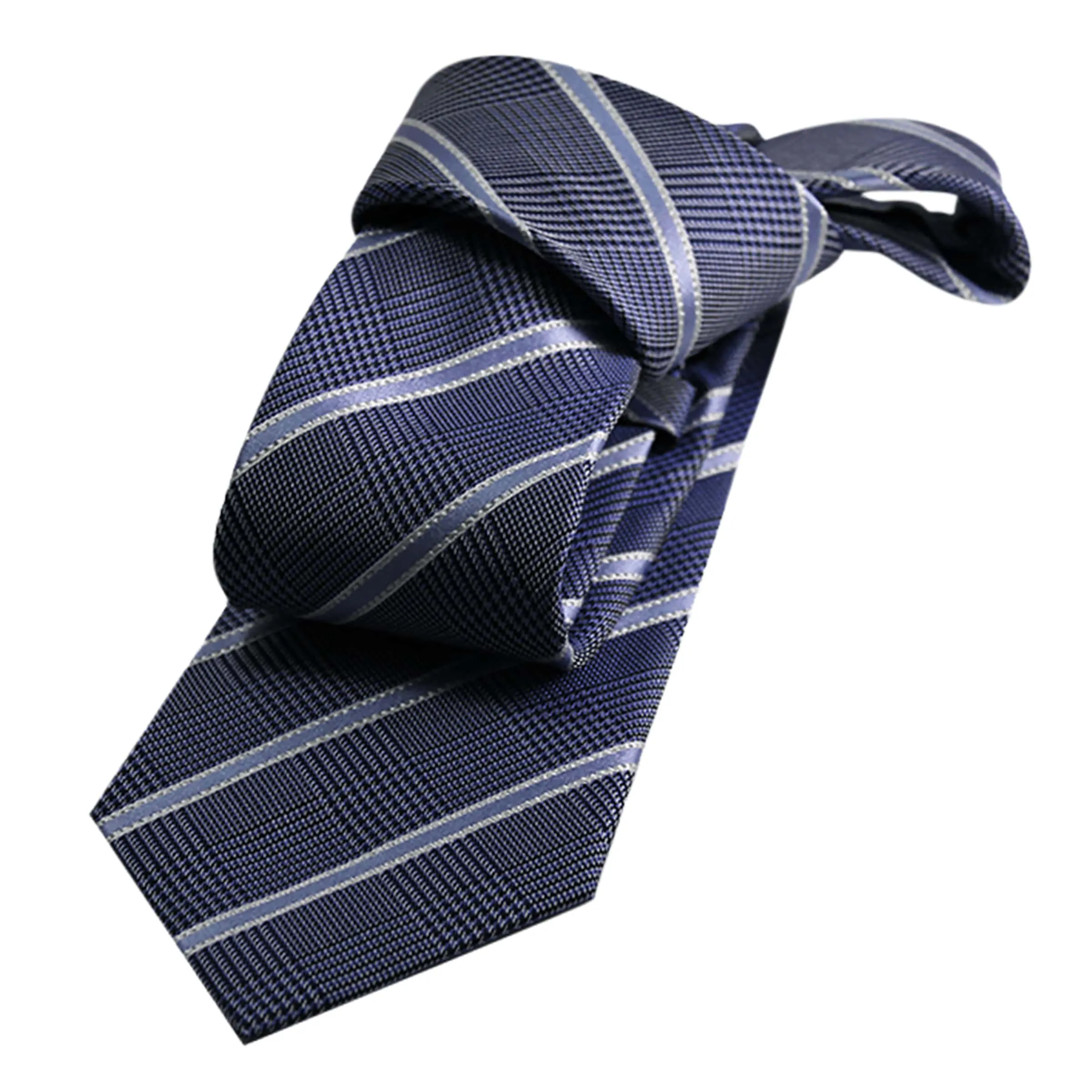 Wilton Stripes Silk Tie, Blue / Light Blue / Silver