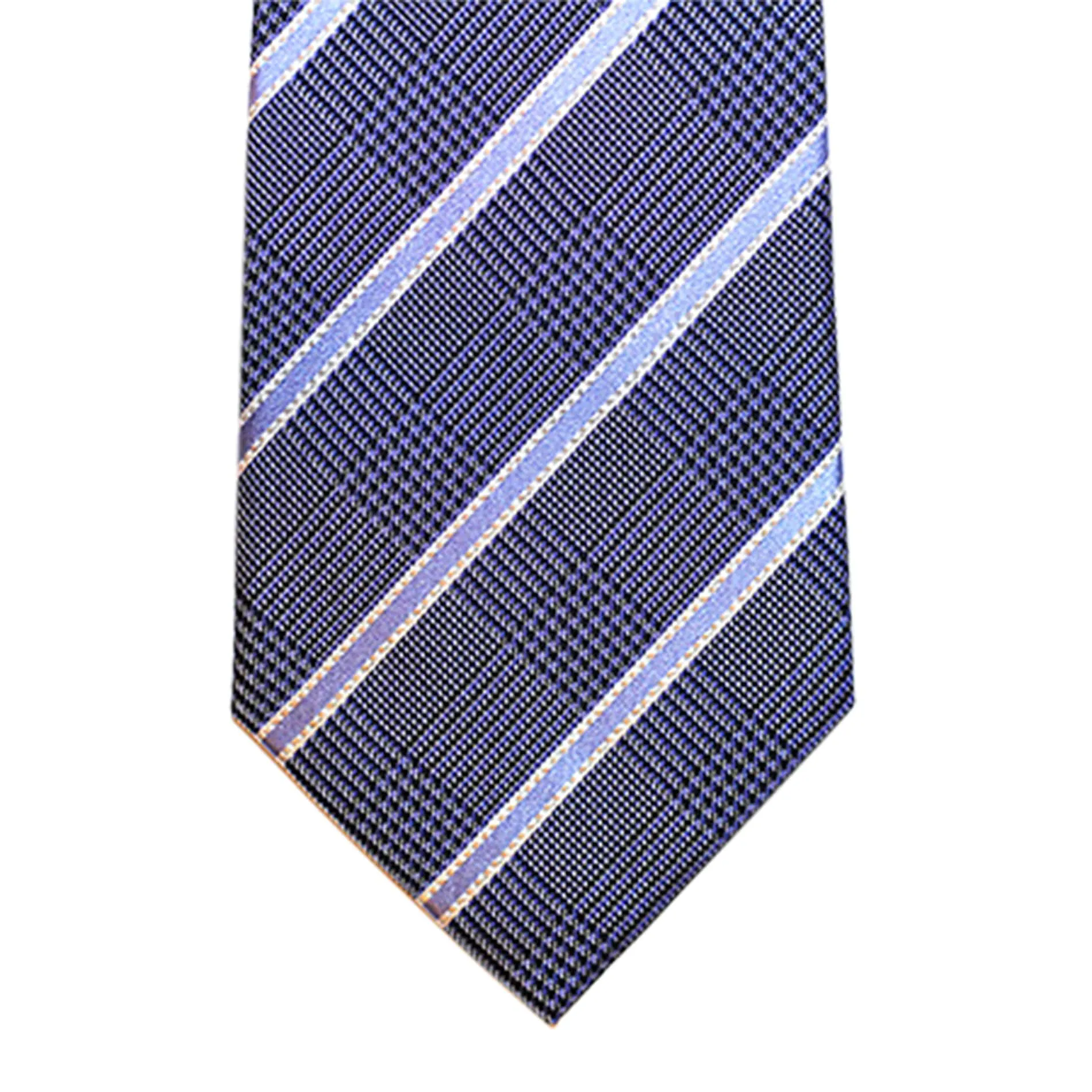 Wilton Stripes Silk Tie, Blue / Light Blue / Silver