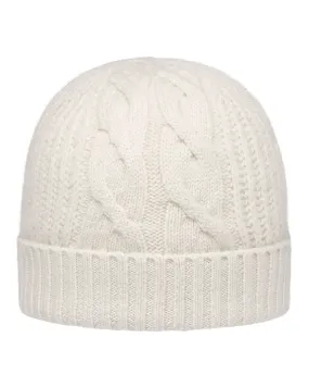 Women's Cable Rib Cashmere Hat With Lurex Snow Grey Sparkle