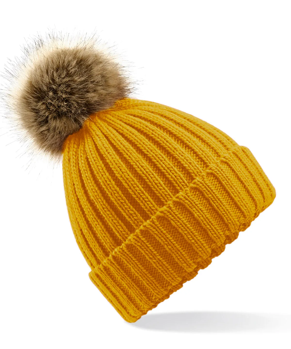 Women's Snowfall Rib Knit Acrylic Pom Beanie {BC412}