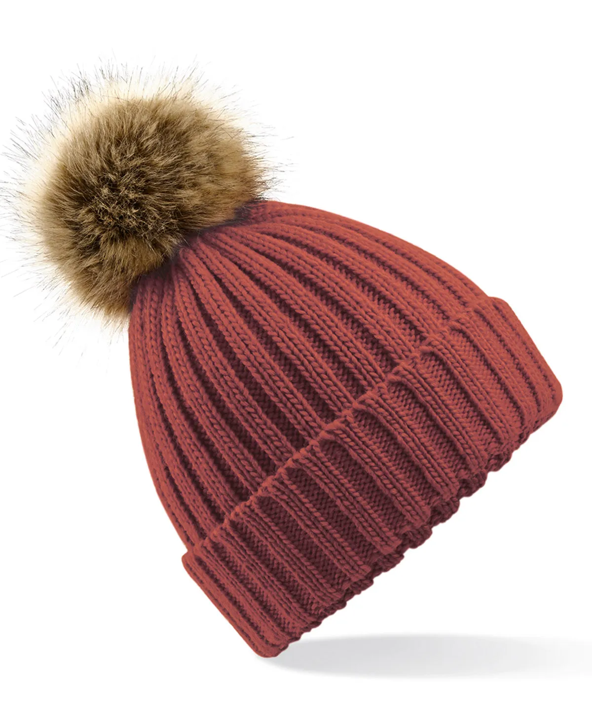 Women's Snowfall Rib Knit Acrylic Pom Beanie {BC412}