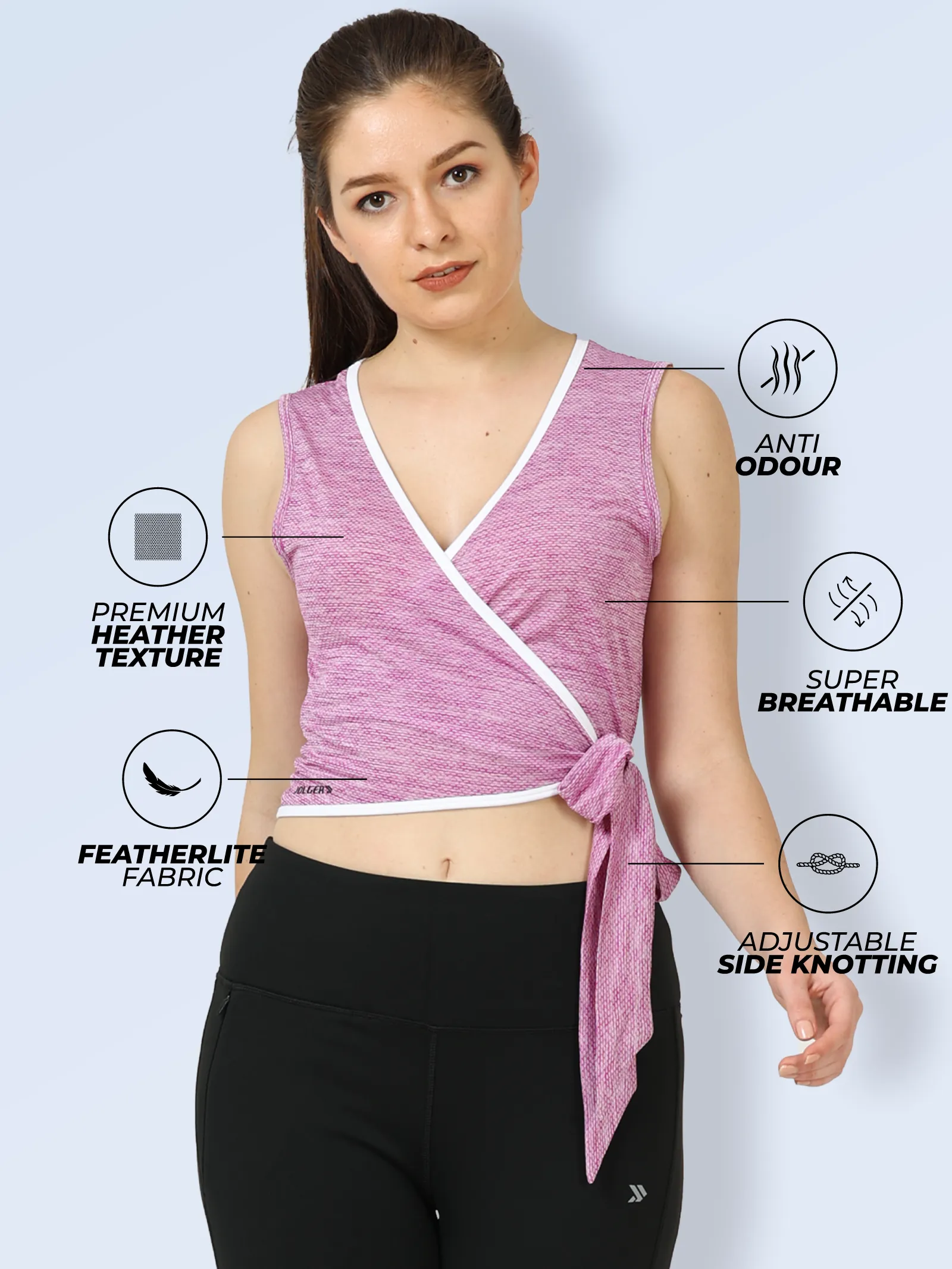 Women's Ultra Breathable Side knot Wrap around Crop top