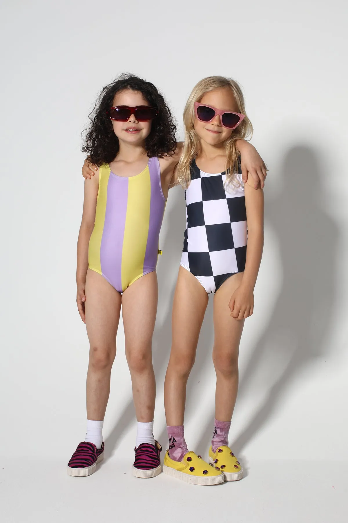 YELLOW AND LILAC SWIMSUIT