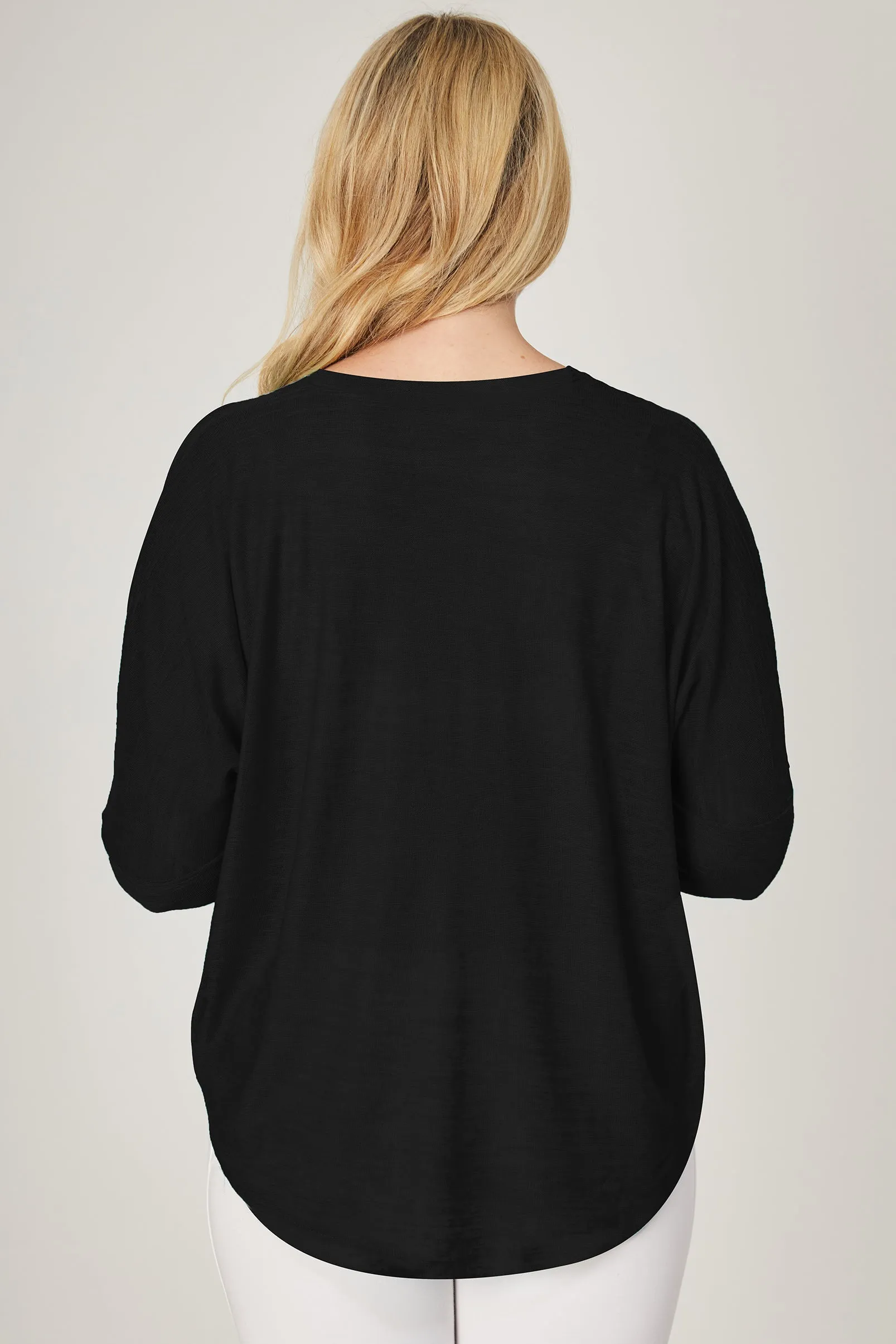 Yoga Long Sleeve Loose Top with Zip Black