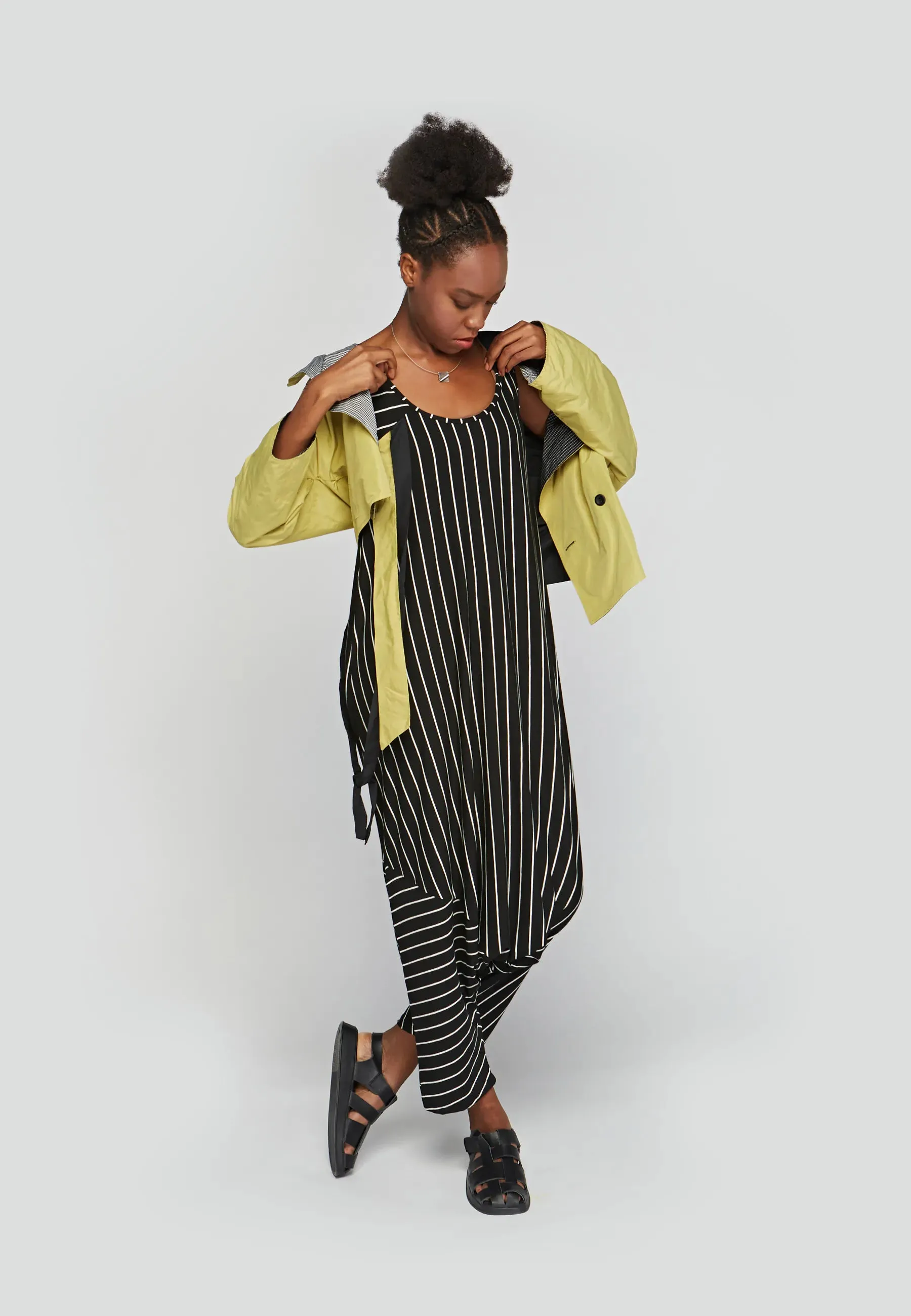 ZARA Striped, viscose jersey jumpsuit