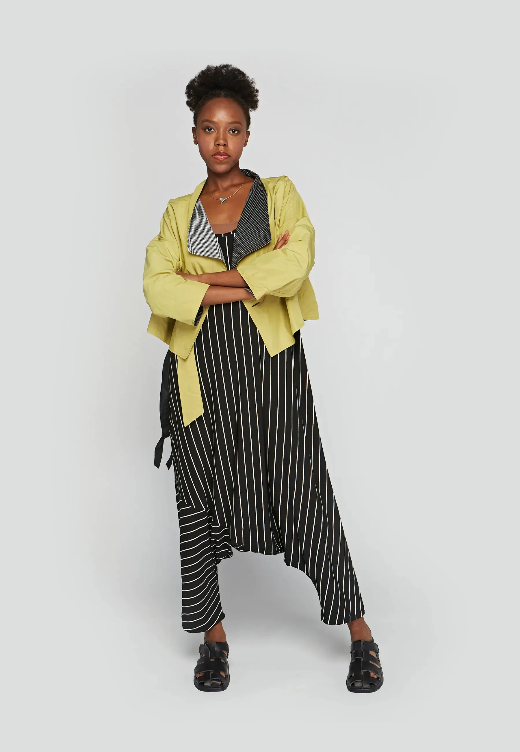 ZARA Striped, viscose jersey jumpsuit